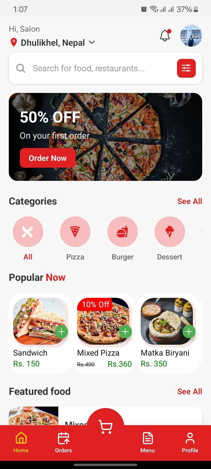 Foodie Mobile App